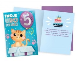 Karnet Urodziny 5 kotek