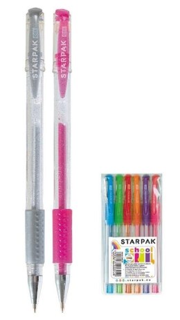 Długopis żelowy z gripem brokat 6 kolorów