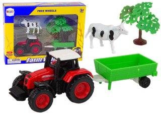 Zestaw Farma Traktor Przyczepa Krowa 1:64