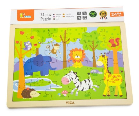 Viga 50198 Puzzle na podkładce 24 elementy zoo