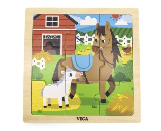 Viga 44624 Puzzle na podkładce 9 elementów - koń