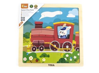 Viga 44631 Puzzle na podkładce 9 elementów - pociąg