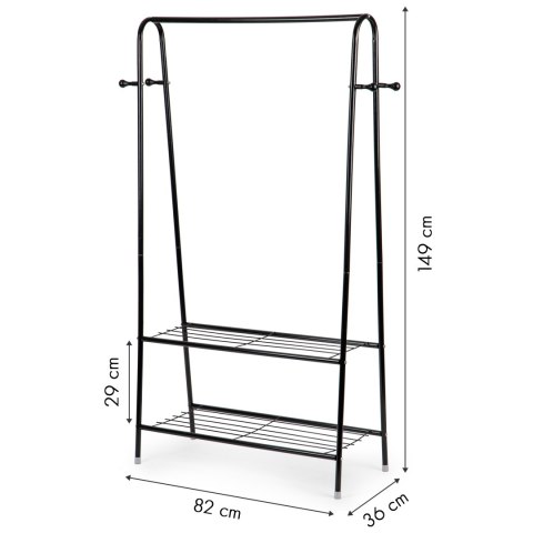 Wieszak stojący stojak z 2 półkami na ubrania buty