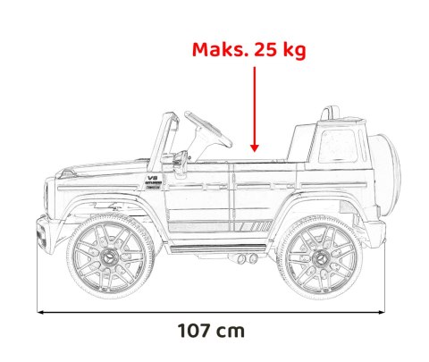 Mercedes AMG G63 dla dzieci Czarny + Pilot + MP3 LED + Wolny Start + EVA + Pasy