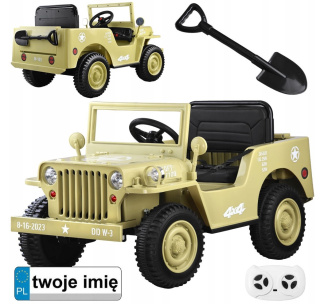 Wojskowe Auto na akumulator Willys + pilot PA0263