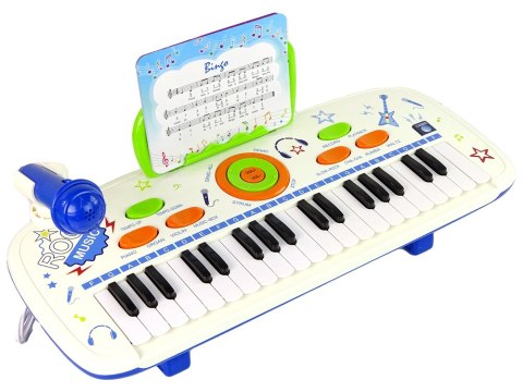 Elektryczne Pianino Keyboard Dla Dzieci Niebieski Nuty USB MP3