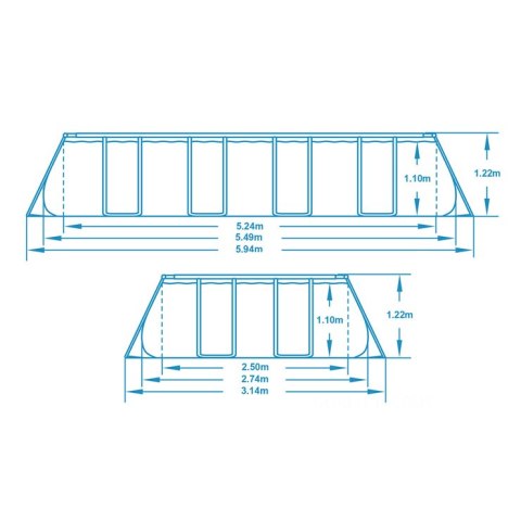 Basen ogrodowy stelażowy 549 x 274 x 122 cm 17w1 Bestway 56710