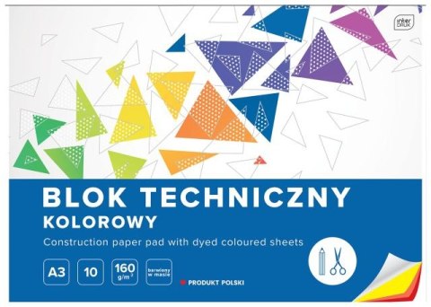 Blok techniczny kolorowy A3 10k. 160g INTERDRUK