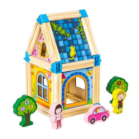 Drewniane klocki konstrukcyjne budowanie domek 6w1 ECOTOYS