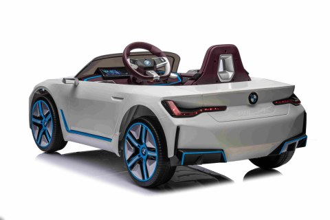 Autko BMW i4 na akumulator dla dzieci Biały + Wolny Start + EVA + Ekoskóra + Audio LED + Pilot