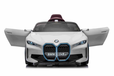 Autko BMW i4 na akumulator dla dzieci Biały + Wolny Start + EVA + Ekoskóra + Audio LED + Pilot