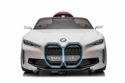 Autko BMW i4 na akumulator dla dzieci Biały + Wolny Start + EVA + Ekoskóra + Audio LED + Pilot