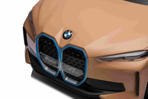 Autko BMW i4 na akumulator dla dzieci Złoty + Wolny Start + EVA + Ekoskóra + Audio LED + Pilot