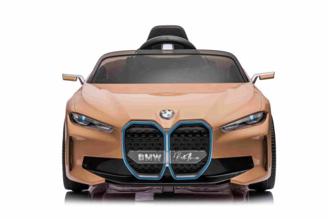 Autko BMW i4 na akumulator dla dzieci Złoty + Wolny Start + EVA + Ekoskóra + Audio LED + Pilot