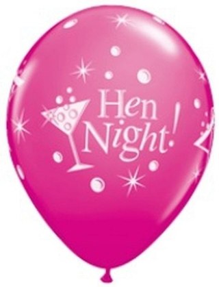 Balon QL 11" z nadr. "Hen Night", pastel żurawinowy/ 6 szt.