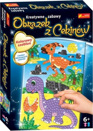 Cekinowy obrazek. Dinozaur Parazaurolof i Diplodocus