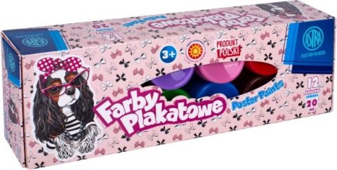 Farby plakatowe ASTRA 12 kolorów 20ml - Pieski