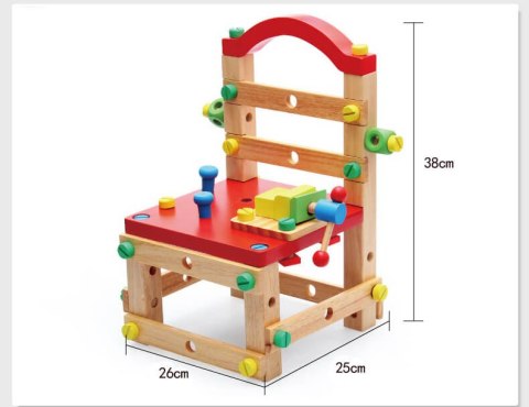 Drewniane krzesło montażowe dla dzieci zabawka edukacyjna