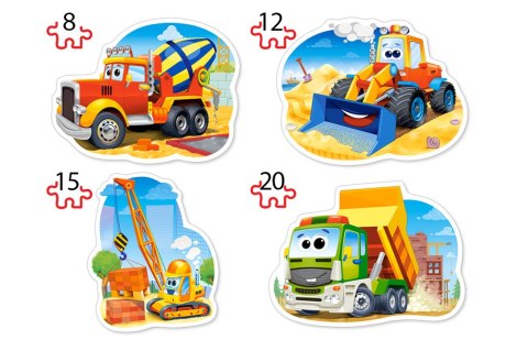 Puzzle 4w1 8,12,15,20-elementów Construction Vehicles