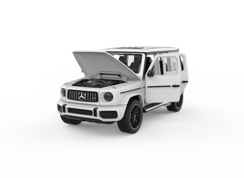 Mercedes-AMG G 63 biały RASTAR model 1:32 Metalowa karoseria + Ręcznie otwierane elementy