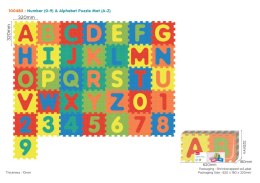 Mata z 36 Puzzli dla dzieci 10m+ Wyjmowane cyfry litery + Pianka EVA + Składanie figur