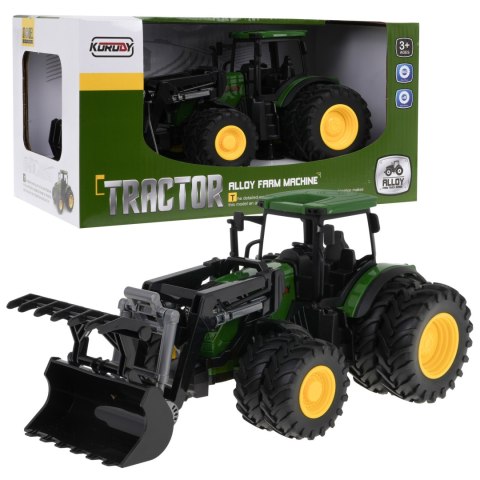 Zielony Traktor z Turem dla dzieci 3+ Model 1:24 + Ruchome elementy + 8 Kół + Tylny hak