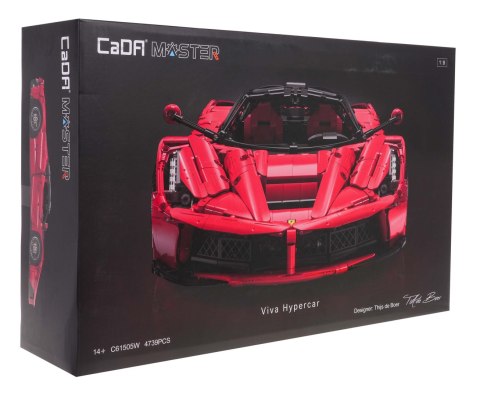 Klocki konstrukcyjne CaDA Master 4739 el. Auto Viva Hypercar dla dzieci 14+ Model 1:8 + Ruchome elementy + Gumowe opony