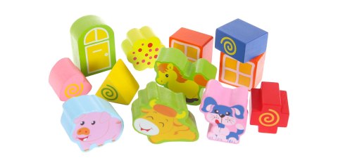 Drewniany domek, farma sorter z klockami ECOTOYS