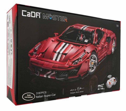 Klocki konstrukcyjne CaDA Master 3187 el. Auto Sportowe dla dzieci 14+ Zdalnie sterowany Model 1:8 + Światła LED