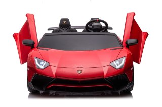 Lamborghini Aventador SV na akumulator dla 2 dzieci Czerwony + Silnik bezszczotkowy + Pompowane koła + Audio LED