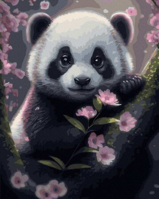 Malowanie po numerach Panda 40x50 Płótno + Farby + Pędzle