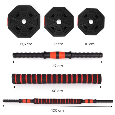 Hantle regulowane 2 x 10kg sztanga zestaw 20kg gryf