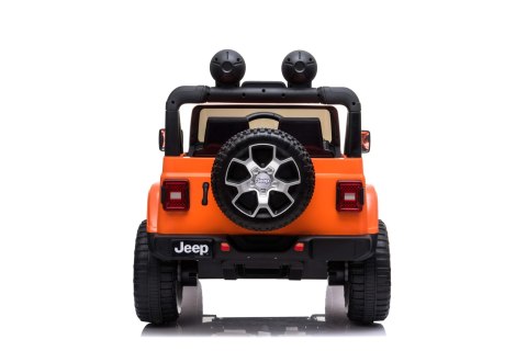 Jeep Wrangler Rubicon na akumulator dla dzieci Pomarańczowy + Pilot + Radio MP3 LED + Koła EVA