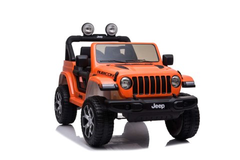 Jeep Wrangler Rubicon na akumulator dla dzieci Pomarańczowy + Pilot + Radio MP3 LED + Koła EVA