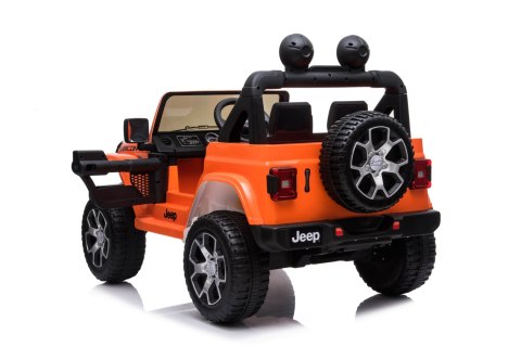 Jeep Wrangler Rubicon na akumulator dla dzieci Pomarańczowy + Pilot + Radio MP3 LED + Koła EVA