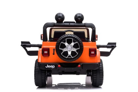 Jeep Wrangler Rubicon na akumulator dla dzieci Pomarańczowy + Pilot + Radio MP3 LED + Koła EVA