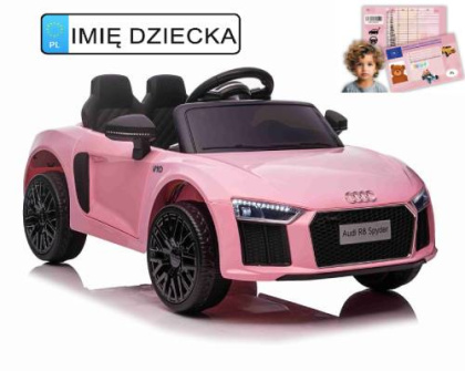 Audi R8 na akumulator dla dzieci Różowy + Pilot + EVA + Wolny Start + MP3 LED