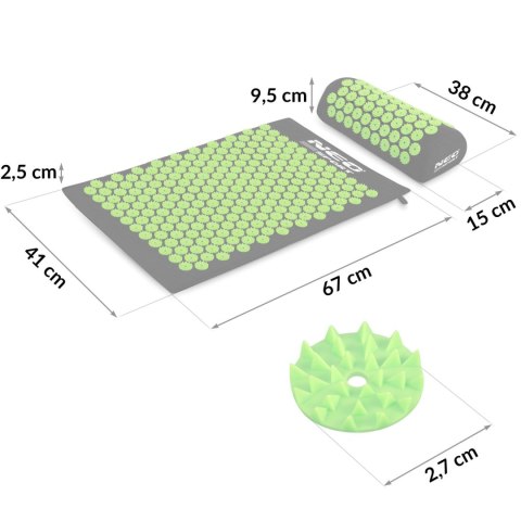 Mata do akupresury z kolcami Neo-Sport NS-900 czarno-zielona