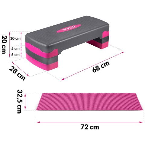 Step do ćwiczeń 3 stopnie NS-400 różowy