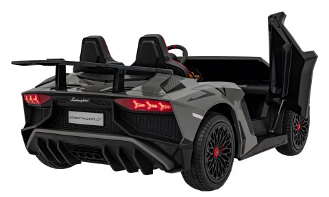 Auto Lamborghini Aventador SV na akumulator dla 2 dzieci Szary + Pilot 2,4 GHz + Pianka EVA + Audio LED