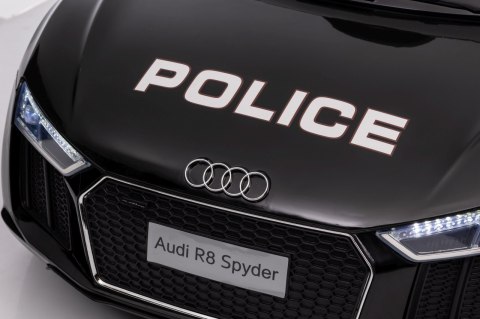 Audi R8 Policja na akumulator dla dzieci Pilot EVA Wolny Start MP3 LED