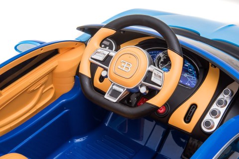 Bugatti Chiron na akumulator dla dzieci Niebieski + Pilot + Bagażnik + EVA + Amortyzatory + Audio LED