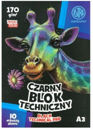 Blok techniczny ASTRAPAP CZARNY A3 170g 10 ark 0%