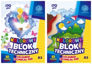 Blok techniczny kolorowy A3 10k. 170g ASTRAPAP