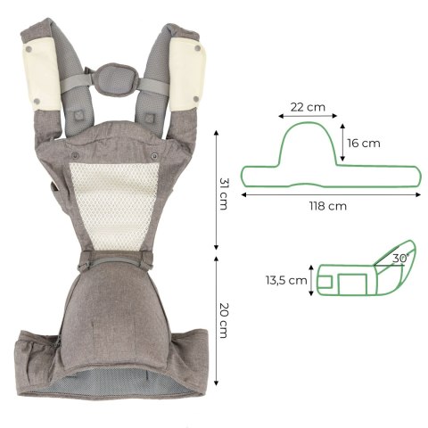 Nosidełko i pas biodrowy z szelkami do noszenia dzieci 15kg ECOTOYS