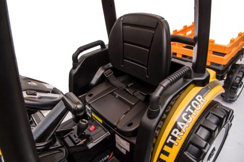 MEGA Traktor D68 Z Przyczepką Żółty Elektryczny 24V Pojazd dla Dzieci