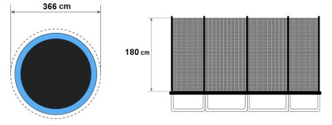 Zewnętrzna siatka do trampoliny 366cm 12ft/8 słupków