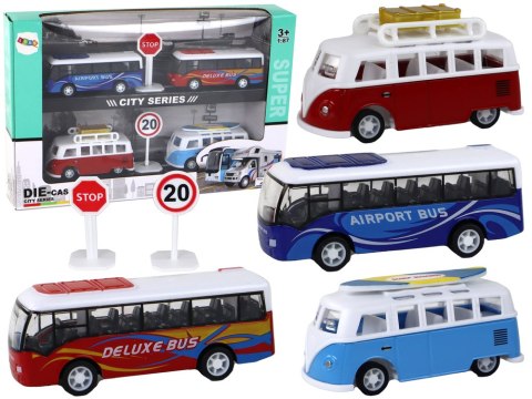 Kampery Autobusy Z Napędem Frykcyjnym 1:87 4 Sztuki