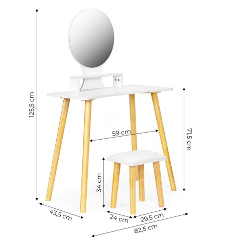 Toaletka kosmetyczna z taboretem lustro półka