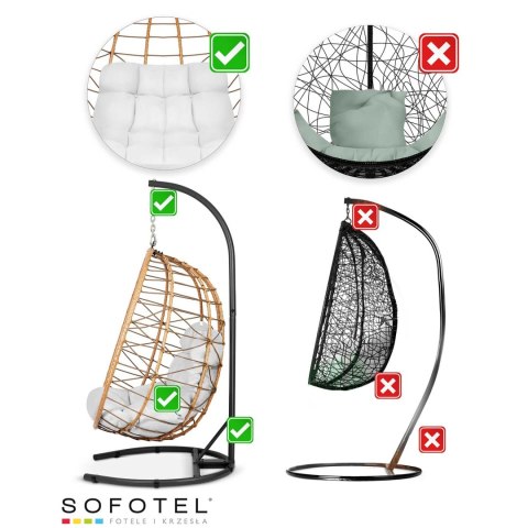 Fotel ogrodowy wiszący Tihuana brązowy + szare poduszki Sofotel